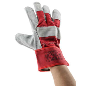 Premium Red Leather Coated, Polycotton Work Gloves